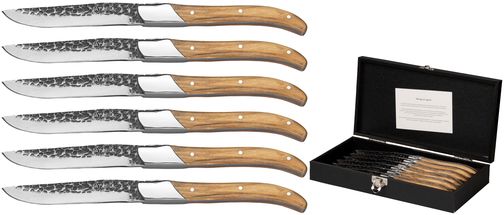 Jay Hill Steak Knives Laguiole Raw Black Olivewood - Set of 6
