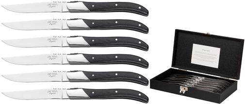 Jay Hill Steak Knives Laguiole - Black - 6 Pieces