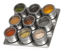 Blackwell Spice Rack Magnetic - Including 9 Spice Jars - Stainless Steel