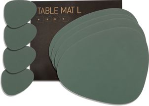 LIND DNA Giftset Placemats &amp; Coasters Nupo - Leather - Pastel Green - 8-Piece Set