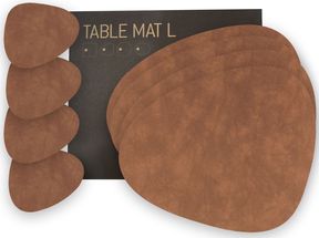 LIND DNA Giftset Placemats &amp; Coasters Nupo - Leather - Nature - 8-Piece