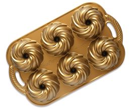 Nordic Ware Baking Mould Swirl Bundtette Gold - 6 Pieces