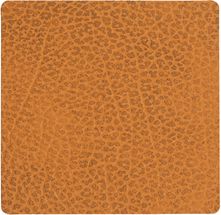 LIND DNA Coaster Hippo - Leather - Curry - 10 x 10 cm