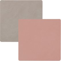 LIND DNA Coaster Nupo - Leather - Rose / Light Grey - double-sided - 10 x 10 cm