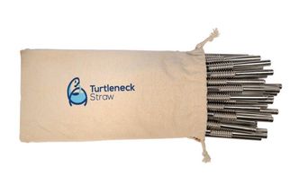 Turtleneck Reusable stainless steel straws - with brush - silver - Bendable - 50 Pieces