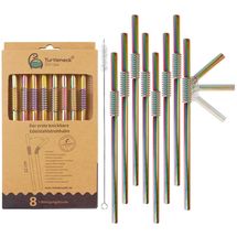Turtleneck Reusable Rainbow Straws - incl. brush - Set of 8