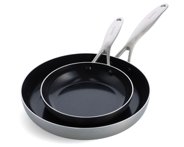 GreenPan Frying Pan Set Geneva - Stainless Steel - ø 20 / 28 cm - Ceramic non-stick coating