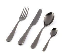 Alessi 24-Piece Cutlery Set Nuovo Milano - 5180S24M-PVD - Monoblock - Black - by Ettore Sottsass