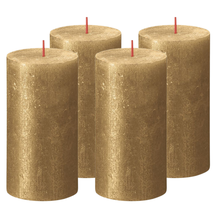 Bolsius Pillar Candle Shimmer Gold - 13 cm / ø 7 cm - 4 Pieces