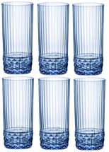 Bormioli Long Drink Glasses America 20's Sapphire Blue 490 ml 6 Pieces
