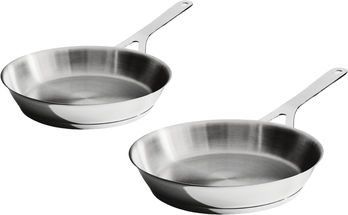 Alessi frying pan set Pots&amp;Pans AJM110 - ø 24 cm and ø 28 cm - by Jasper Morrison - Without non-stick coating