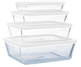 Pyrex 4-Piece Oven Dishes with Lid Cook & Freeze / 1 L, 2.25 L, 3.8 L, 5.3 L