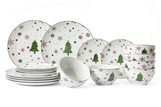 Cookinglife Christmas Dinnerware - Porcelain - Red 18-piece set