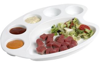 CasaLupo Divider Plate (Fondue, Tapas, BBQ) / Divider Plate (Fondue, Tapas, BBQ) Cosy - Paint Palette - White 30 x 24 cm
