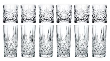 Jay Hill Glass Set (cocktail Glasses &amp; long drink Glasses) Moy - 12-Piece Set