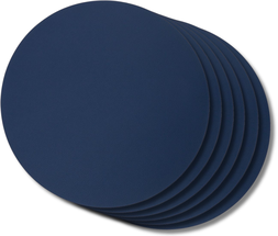 Jay Hill Placemats - Vegan leather - Grey / Blue - double-sided - ø 38 cm - 6 Pieces