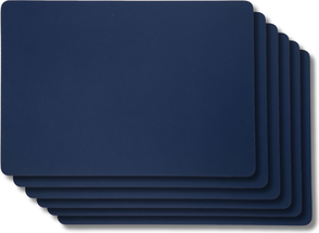 Jay Hill Placemats - Vegan leather - Grey / Blue - double-sided - 46 x 33 cm - 6 Pieces