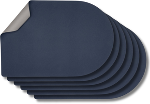 Jay Hill Placemats - Vegan leather - Grey / Blue - Bread - double-sided - 44 x 30 cm - 6 Pieces