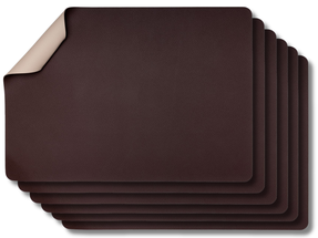 Jay Hill Placemats - Vegan leather - Brown / Sand - double-sided - 46 x 33 cm - 6 Pieces