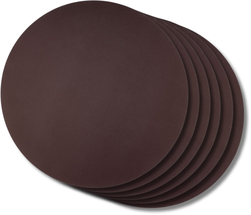 Jay Hill Placemats - Vegan leather - Brown / Sand - double-sided - ø 38 cm - 6 Pieces
