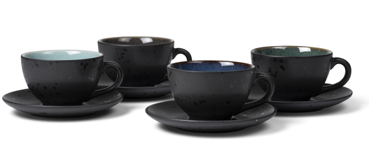 Bitz Cup and Saucer Gastro Black/multi Blue 240 ml - 4 Pieces