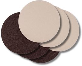 Jay Hill Coasters - Vegan leather - Brown / Sand - double-sided - ø 10 cm - 6 Pieces
