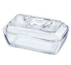 CasaLupo Butter Dish with Print - glass