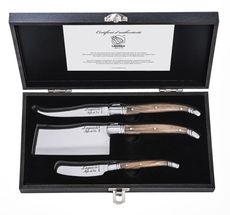 Laguiole Style de Vie 3-Piece Luxury Line Cheese Knife Set Olive Wood