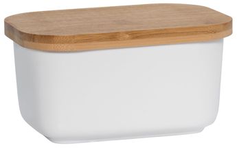 Maxwell &amp; Williams Butter Dish with Bamboo Lid White Basics