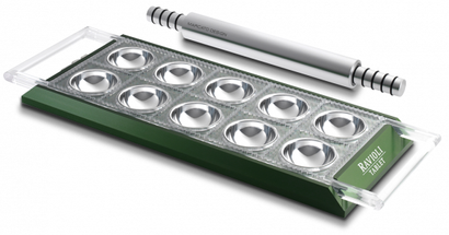 Marcato Ravioli Maker / Ravioli Mould with Rolling Pin Green - 10 Sections