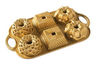 Nordic Ware Mini Bundt Tin Geo Bundtlette Gold - 6 Pieces