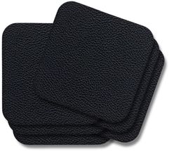 Jay Hill Coasters - Vegan leather - Black - 10 x 10 cm - 6 pieces