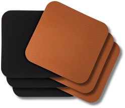 Jay Hill Coasters - Vegan leather - Black / Cognac - double-sided - 10 x 10 cm - 6 pieces