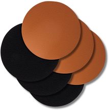 Jay Hill Coasters - Vegan leather - Black / Cognac - double-sided - ø 10 cm - 6 pieces