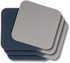 Jay Hill Coasters - Vegan leather - Gray / Blue - double-sided - 10 x 10 cm - 6 pieces