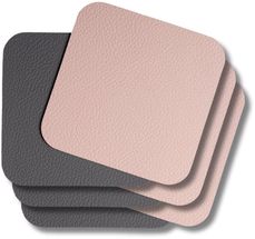 Jay Hill Coasters - Vegan leather - Gray / Pink - double-sided - 10 x 10 cm - 6 Pieces