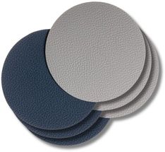 Jay Hill Coasters - Vegan leather - Grey / Blue - double-sided - ø 10 cm - 6 pieces