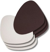 Jay Hill Coasters - Vegan leather - Brown / White - Organic - 13 x 11 cm - 6 pieces