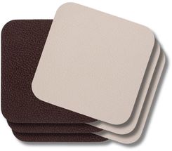 Jay Hill Coasters - Vegan leather - Brown / Sand - double-sided - 10 x 10 cm - 6 pieces