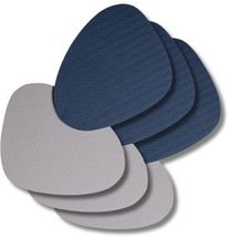 Jay Hill Coasters - Vegan leather - Grey / Blue - Organic - double-sided - 13 x 11 cm - 6 pieces