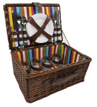 CasaLupo Picnic Basket including Tableware - Rainbow - 4 Persons