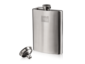 Vacu Vin Hip Flask - with funnel - Stainless Steel - Silver