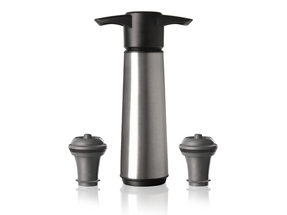 Vacu Vin Wine Pump - with 2 wine stoppers - Wine Saver Stainless Steel - Silver