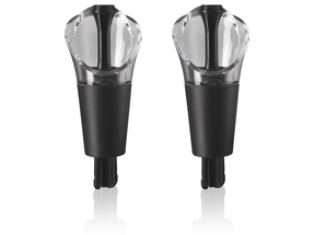 Vacu Vin Wine Pourer and Wine Stopper - 2-in-1 - Black - 2 Pieces