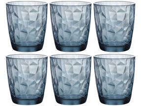 Bormioli Rocco Water Glasses Diamond Blue 300 ml - 6 Pieces