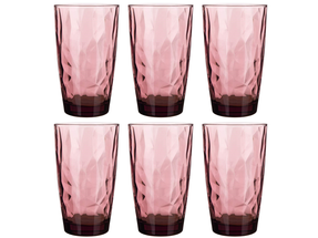 Bormioli Rocco Long Drink Glasses Diamond Purple 470 ml - 6 Pieces