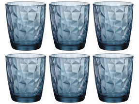 Bormioli Rocco Water Glasses Diamond Blue 390 ml - 6 Pieces