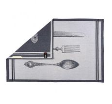KOOK Tea towel Vintage Cutlery Grey 50 x 70 cm