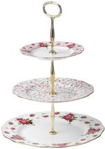 Royal Albert New Country Roses Afternoon Tea Stand - white vintage
