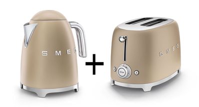 SMEG Toaster + Kettle Matte Champagne